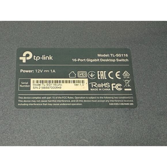 TP-Link TL-SG116 16 Port Gigabit Switch Easy Smart Managed Plug & Play - Picture 6 of 7
